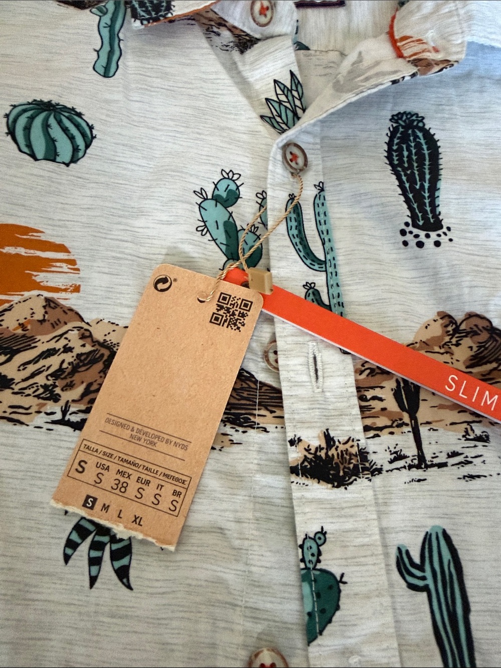 Men's White Desert Print Short-Sleeve Button-Up Shirt - Picture 2 of 2